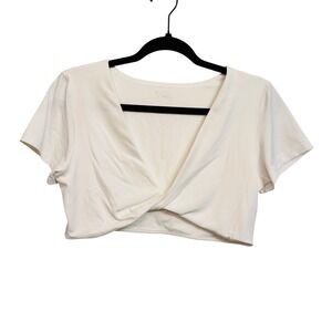 Aerie OFFLINE Real Me Womens Large Twist Front Crop Top White NWT